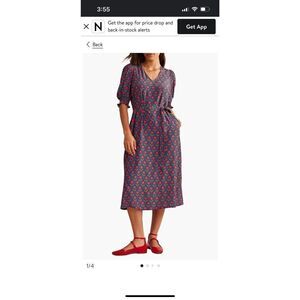 Boden Harper Dress Faux Wrap Ruched Waist Sz 6